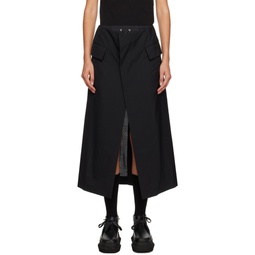 Black Wrap Midi Skirt 232445F090004