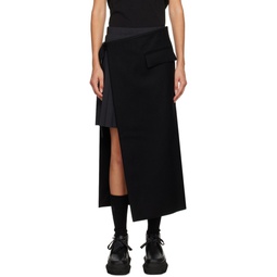 Black Layered Midi Skirt 232445F090006