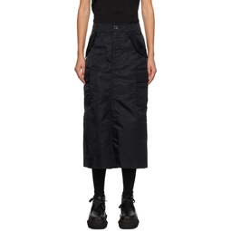 Black Pleated Midi Skirt 232445F092011