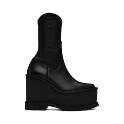 Black Cowboy Wedge Boots 232445F113003