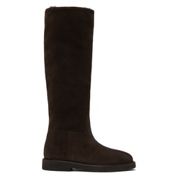 Brown Suede Riding Boots 232448F115007