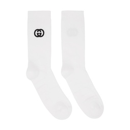 White Embroidered Socks 232451M220001