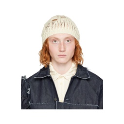 Off White Embroidered Beanie 232460M138001