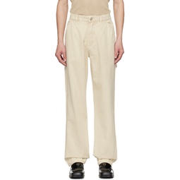 Off White Embroidered Trousers 232469M191005