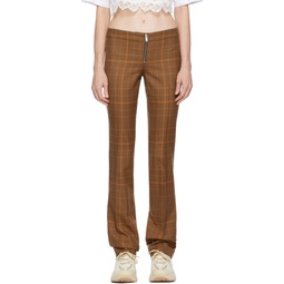 Brown Exposed Zip Fly Trousers 232471F087016