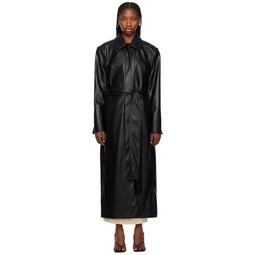 Black Classico Trench Faux Leather Coat 232475F067001