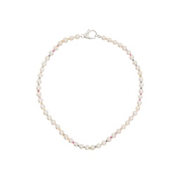 White Pearl Rainbow Gradient Crystal Chain Necklace 232481M145023
