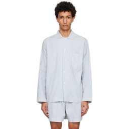 White   Blue Oversized Pyjama Shirt 232482M218018