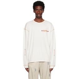 Off White Contrast Long Sleeve T Shirt 232484M213012