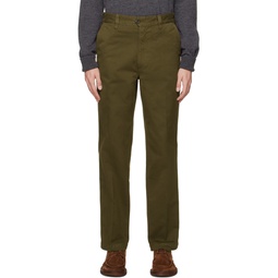 Green Flat Front Trousers 232488M191001