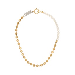 Gold Pearl Ball Chain Necklace 232490M145004