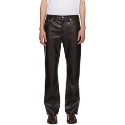 Brown Londre Faux Leather Trousers 232491M191015