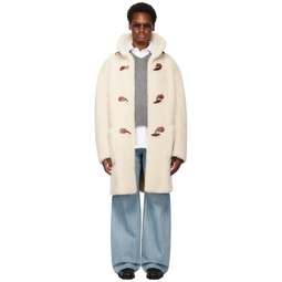 Off White Oversized Faux Shearling Coat 232494M179001
