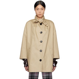 Beige Button Trench Coat 232512M184000
