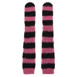 Pink   Black Stripped Gloves 232529F012005