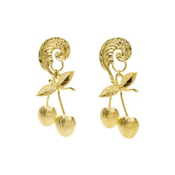 Gold Leaf With Cherry Pendant Earrings 232529F022002