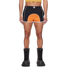 Black   Orange Paneled Shorts 232532M193003