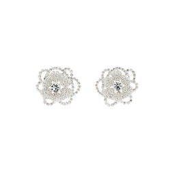 Silver Crystal Blooming Flower Earrings 232533F022001