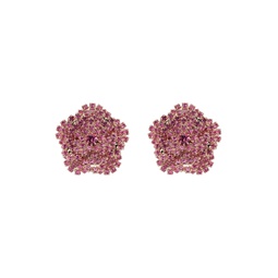 Gold   Pink Flower Crystal Earrings 232533F022009