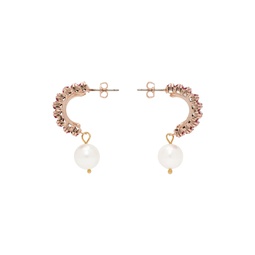 Gold   Pink Pearl Drop Half Hoop Earrings 232533F022010