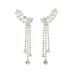 Silver Oval Crystal Drop Earrings 232533F022011