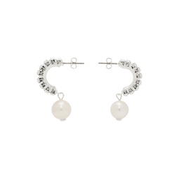 Silver Pearl Drop Half Hoop Earrings 232533F022012