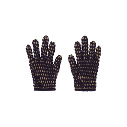 Navy   Beige Tightweave Gloves 232541M135000