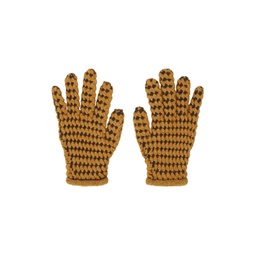 Yellow   Brown Tightweave Gloves 232541M135001