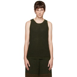 Green Thicklace Tank Top 232541M214000