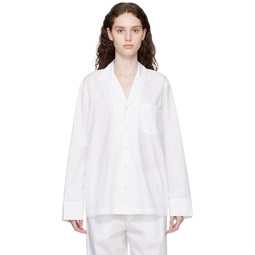 White Poplin Sleep Cotton Button Up Shirt 232545F079004