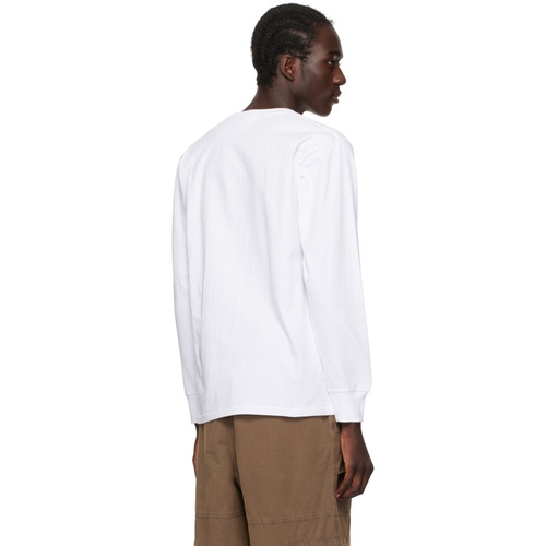  White ABC Camo Japanese Letters Long Sleeve T Shirt 232546M213008