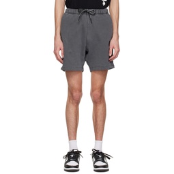 Gray Embroidered Shorts 232547M193004