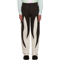 Black   Off White Paneled Trousers 232549M191003