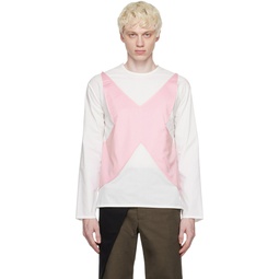 SSENSE Exclusive White   Pink Long Sleeve T Shirt 232549M213000