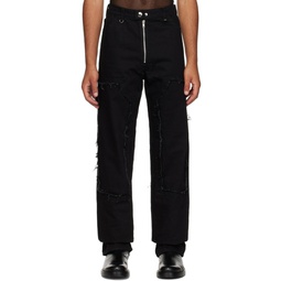 Black Frayed Knee Jeans 232555M186001