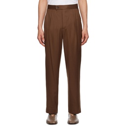 Brown Pleat Trousers 232564M191004