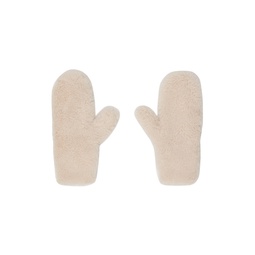 Beige Ribbed Mittens 232594F012008