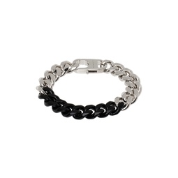 Silver   Black Curb Chain Bracelet 232600M142017
