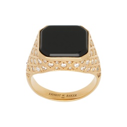 Gold Diamond Quilted Stone Ring 232600M147009
