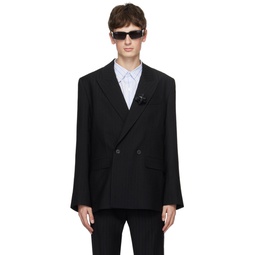 Black Double Breasted Blazer 232600M195000