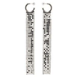 Silver Pixel Long Hoop Earrings 232605F022018