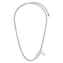Silver Texture Paperclip Necklace 232607M142000