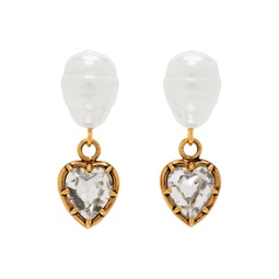 Gold Pearl   Heart Drop Earrings 232641F022004