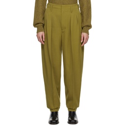 Green Pleated Tapered Trousers 232646F087014