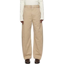 SSENSE Exclusive Beige Twisted Belted Jeans 232646M186007