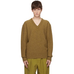 Yellow V Neck Sweater 232646M206005