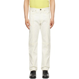 White Contrast Stitched Jeans 232662M186002