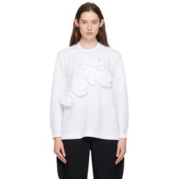 White Rosette Long Sleeve T Shirt 232671F110003