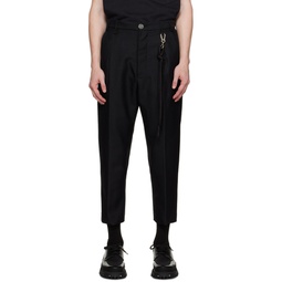 Black Pleated Trousers 232699M191003