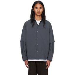 Gray Detachable Sleeve Shirt 232699M192012
